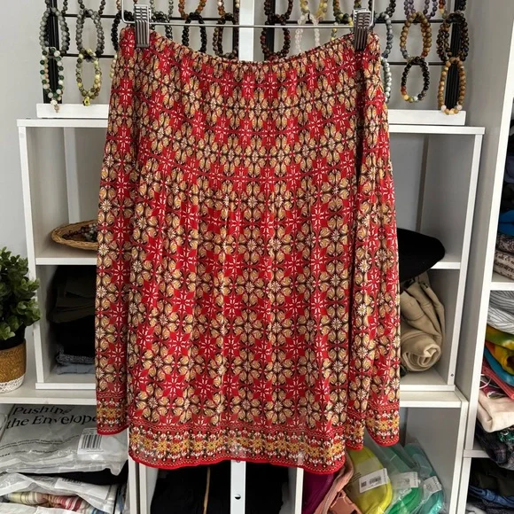 Max Studio Bohemian Lined Flowy Skirt Red Size Medium - Picture 3 of 6
